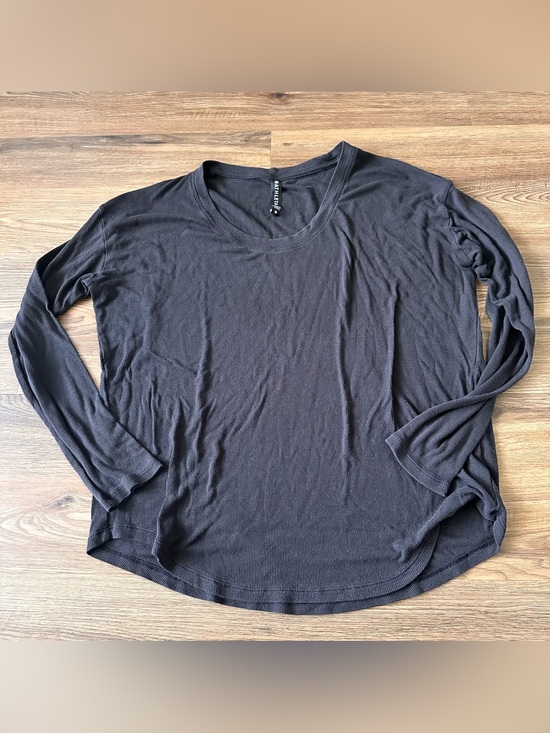 Athleta Tops - Athleta‎ Long Sleeve Ribbed Scoop Neck Shirt Black Medium Basic Layering Capsule